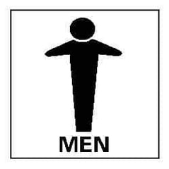 NMC - "Men", 7" Long x 7" Wide, Rigid Plastic Safety Sign - Square, 0.05" Thick, Use for Restroom, Janitorial & Housekeeping - Americas Industrial Supply
