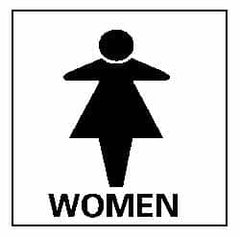 NMC - "Women", 7" Long x 7" Wide, Rigid Plastic Safety Sign - Square, 0.05" Thick, Use for Restroom, Janitorial & Housekeeping - Americas Industrial Supply