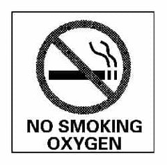 NMC - "No Smoking - Oxygen", 7" Long x 7" Wide, Pressure-Sensitive Vinyl Safety Sign - Square, 0.004" Thick, Use for Smoking Regulations - Americas Industrial Supply