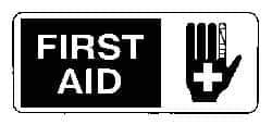 NMC - "First Aid", 7" Long x 17" Wide, Rigid Plastic Safety Sign - Rectangle, 0.05" Thick, Use for First Aid - Americas Industrial Supply