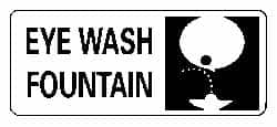 NMC - "Eye Wash Fountain", 7" Long x 17" Wide, Pressure-Sensitive Vinyl Safety Sign - Rectangle, 0.004" Thick, Use for First Aid - Americas Industrial Supply