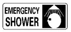 NMC - "Emergency Shower", 7" Long x 17" Wide, Pressure-Sensitive Vinyl Safety Sign - Rectangle, 0.004" Thick, Use for First Aid - Americas Industrial Supply
