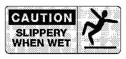 NMC - "Caution - Slippery When Wet", 7" Long x 17" Wide, Pressure-Sensitive Vinyl Safety Sign - Rectangle, 0.004" Thick, Use for Accident Prevention - Americas Industrial Supply
