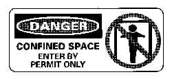 NMC - "Danger - Confined Space - Enter by Permit Only", 7" Long x 17" Wide, Pressure-Sensitive Vinyl Safety Sign - Rectangle, 0.004" Thick, Use for Accident Prevention - Americas Industrial Supply
