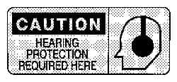 NMC - "Caution - Hearing Protection Required Here", 7" Long x 17" Wide, Pressure-Sensitive Vinyl Safety Sign - Rectangle, 0.004" Thick, Use for Accident Prevention - Americas Industrial Supply