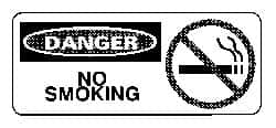 NMC - "Danger - No Smoking", 7" Long x 17" Wide, Pressure-Sensitive Vinyl Safety Sign - Rectangle, 0.004" Thick, Use for Accident Prevention - Americas Industrial Supply