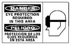 NMC - "Danger - Eye Protection Required in This Area", 10" Long x 18" Wide, Pressure-Sensitive Vinyl Safety Sign - Rectangle, 0.004" Thick, Use for Accident Prevention - Americas Industrial Supply