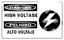 NMC - "Danger - High Voltage", 10" Long x 18" Wide, Pressure-Sensitive Vinyl Safety Sign - Rectangle, 0.004" Thick, Use for Accident Prevention - Americas Industrial Supply