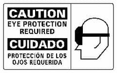 NMC - "Caution - Eye Protection Required", 10" Long x 18" Wide, Rigid Plastic Safety Sign - Rectangle, 0.05" Thick, Use for Accident Prevention - Americas Industrial Supply