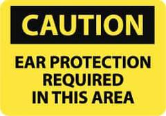 NMC - "Caution - Ear Protection Required in This Area", 10" Long x 14" Wide, Aluminum Safety Sign - Rectangle, 0.04" Thick, Use for Accident Prevention - Americas Industrial Supply