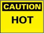 NMC - "Caution - Hot", 10" Long x 14" Wide, Aluminum Safety Sign - Rectangle, 0.04" Thick, Use for Hazardous Materials - Americas Industrial Supply