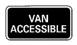 NMC - "Van Accessible", 12" Wide x 6" High, Aluminum ADA Signs - 0.063" Thick, White on Blue, Rectangle, Post Mount - Americas Industrial Supply