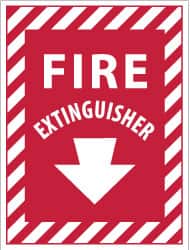 NMC - Fire Extinguisher, Pressure Sensitive Vinyl Fire Sign - 9" Wide x 12" High - Americas Industrial Supply