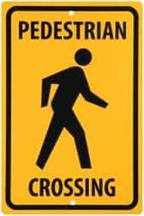 NMC - "Pedestrian Crossing", 12" Wide x 18" High, Aluminum Traffic Control Signs - 0.063" Thick, Black on Yellow, Rectangle, Post Mount - Americas Industrial Supply