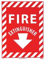 NMC - Fire Extinguisher, Pressure Sensitive Vinyl Fire Sign - 9" Wide x 12" High, Glow-in-the-Dark - Americas Industrial Supply