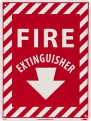 NMC - Fire Extinguisher, Rigid Plastic Fire Sign - 9" Wide x 12" High, Glow-in-the-Dark - Americas Industrial Supply