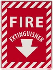 NMC - Fire Extinguisher, Rigid Plastic Fire Sign - 9" Wide x 12" High, Glow-in-the-Dark - Americas Industrial Supply