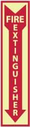 NMC - Fire Extinguisher, Rigid Plastic Fire Sign - 4" Wide x 18" High, Glow-in-the-Dark - Americas Industrial Supply