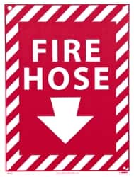NMC - Fire Hose, Rigid Plastic Fire Sign - 9" Wide x 12" High, Glow-in-the-Dark - Americas Industrial Supply