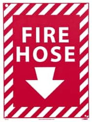 NMC - Fire Hose, Rigid Plastic Fire Sign - 9" Wide x 12" High, Glow-in-the-Dark - Americas Industrial Supply