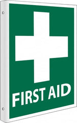 NMC - "First Aid", 10" Long x 8" Wide, Rigid Plastic Safety Sign - Rectangle, 0.05" Thick, Use for First Aid - Americas Industrial Supply