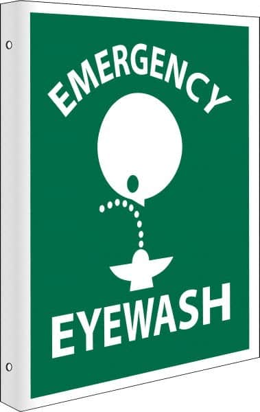 NMC - "Emergency Eye Wash", 10" Long x 8" Wide, Rigid Plastic Safety Sign - Rectangle, 0.05" Thick, Use for First Aid - Americas Industrial Supply