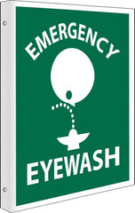 NMC - "Emergency Eye Wash", 10" Long x 8" Wide, Rigid Plastic Safety Sign - Rectangle, 0.05" Thick, Use for First Aid - Americas Industrial Supply