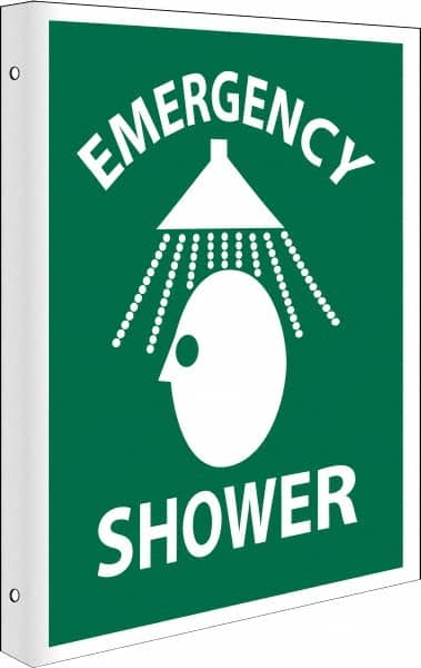 NMC - "Emergency Shower", 10" Long x 8" Wide, Rigid Plastic Safety Sign - Rectangle, 0.05" Thick, Use for First Aid - Americas Industrial Supply