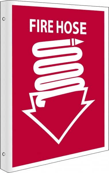 NMC - Fire Hose, Rigid Plastic Fire Sign - 8" Wide x 10" High - Americas Industrial Supply