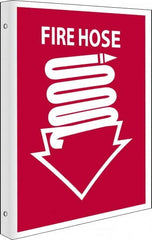 NMC - Fire Hose, Rigid Plastic Fire Sign - 8" Wide x 10" High - Americas Industrial Supply
