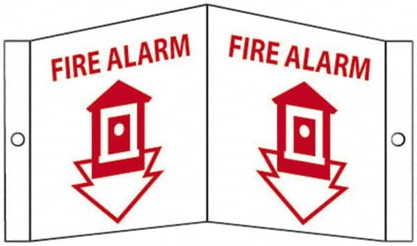 NMC - Fire Alarm, Acrylic Fire Sign - 8-3/4" Wide x 5-3/4" High - Americas Industrial Supply