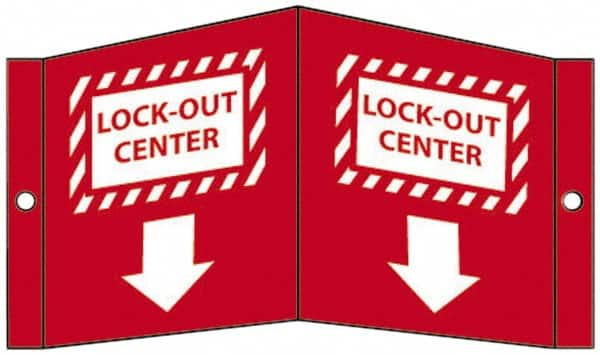NMC - "Lock-Out Center", 5-3/4" Long x 8-3/4" Wide, Rigid Plastic Safety Sign - Rectangle, 0.125" Thick, Use for Accident Prevention - Americas Industrial Supply