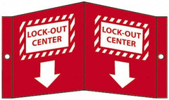 NMC - "Lock-Out Center", 5-3/4" Long x 8-3/4" Wide, Rigid Plastic Safety Sign - Rectangle, 0.125" Thick, Use for Accident Prevention - Americas Industrial Supply