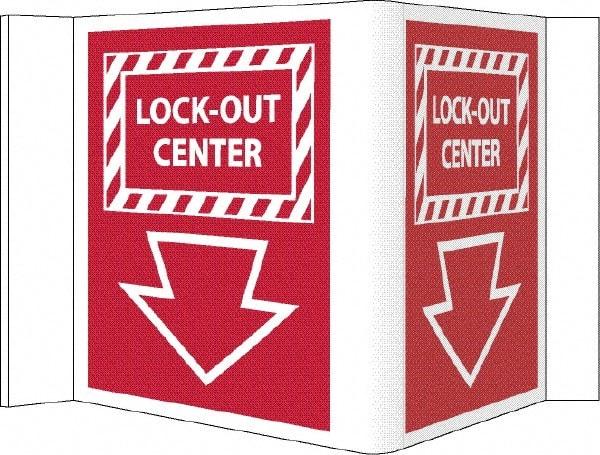 NMC - "Lock-Out Center", 5-3/4" Long x 8-3/4" Wide, Rigid Plastic Safety Sign - Rectangle, 0.125" Thick, Use for Accident Prevention - Americas Industrial Supply