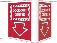 NMC - "Lock-Out Center", 5-3/4" Long x 8-3/4" Wide, Rigid Plastic Safety Sign - Rectangle, 0.125" Thick, Use for Accident Prevention - Americas Industrial Supply