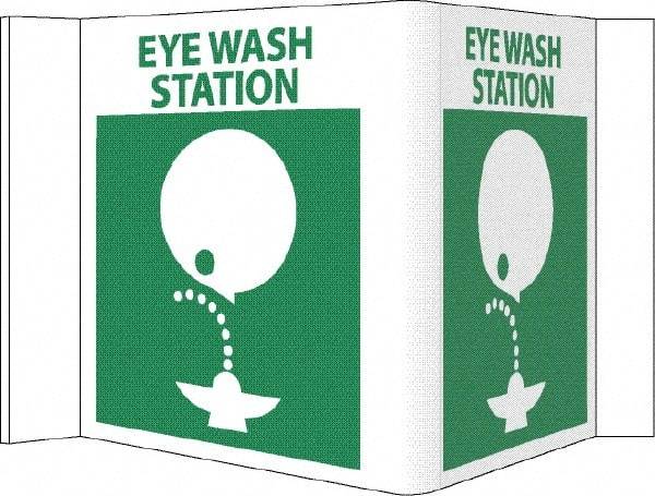 NMC - "Eye Wash Station", 5-3/4" Long x 8-3/4" Wide, Rigid Plastic Safety Sign - Rectangle, 0.125" Thick, Use for First Aid - Americas Industrial Supply