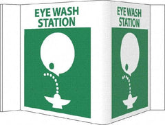 NMC - "Eye Wash Station", 5-3/4" Long x 8-3/4" Wide, Rigid Plastic Safety Sign - Rectangle, 0.125" Thick, Use for First Aid - Americas Industrial Supply