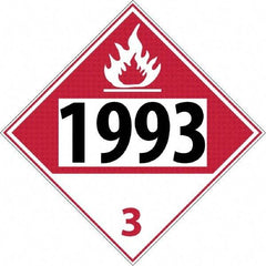 NMC - DOT - Shipping & Vehicle - 1993, 10-3/4" Wide x 10-3/4" High, Rigid Plastic Placard - Black & Red on White, UV Resistant, Chemical Resistant, Graffiti Proof - Americas Industrial Supply