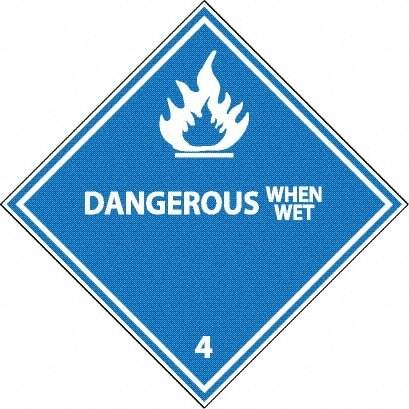 NMC - Dangerous When Wet DOT Shipping Label - 4" High x 4" Wide - Americas Industrial Supply