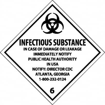 NMC - Infectious Substance - In Case of Damage or Leakage Immediately Notify Public Authority in U.S.A. - Notify: Director... DOT Shipping Label - 4" High x 4" Wide - Americas Industrial Supply