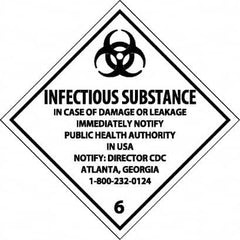 NMC - Infectious Substance - In Case of Damage or Leakage Immediately Notify Public Authority in U.S.A. - Notify: Director... DOT Shipping Label - 4" High x 4" Wide - Americas Industrial Supply