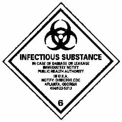 NMC - Infectious Substance - In Case of Damage or Leakage Immediately Notify Public Authority in U.S.A. - Notify: Director... DOT Shipping Label - 4" High x 4" Wide - Americas Industrial Supply