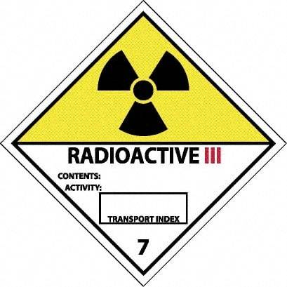 NMC - Radioactive III Contents: Activity: Transport Index DOT Shipping Label - 4" High x 4" Wide - Americas Industrial Supply