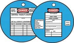 NMC - DANGER - DO NOT REMOVE THIS TAG - EMPLOYEES WORKING ON EQUIPMENT - CENTRAL TAGOUT LOCATED, English Safety & Facility Lockout Tag - Tag Header: Danger, 2 Sides, Black, Red & White Fiber - Americas Industrial Supply