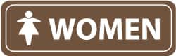 NMC - Women, 11" Wide x 3.5" High, Acrylic Sign - English, White on Brown, Wall Mount - Americas Industrial Supply