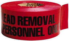 NMC - 1,000' Long x 3" Wide Roll, Polyethylene, Red Barricade Tape - Message: Danger - Lead Removal - Authorized Personnel Only - Americas Industrial Supply