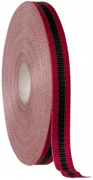 NMC - 150' Long x 3/4" Wide Roll, Woven Polyethylene, Black & Red Barricade Tape - Americas Industrial Supply