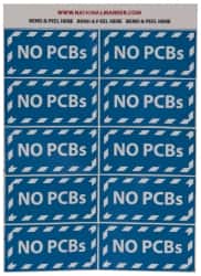 NMC - Hazardous Materials Label - Legend: No PCBs, English, Blue & White, 2" Long x 1" High, Sign Muscle Finish - Americas Industrial Supply