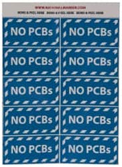 NMC - Hazardous Materials Label - Legend: No PCBs, English, Blue & White, 2" Long x 1" High, Sign Muscle Finish - Americas Industrial Supply