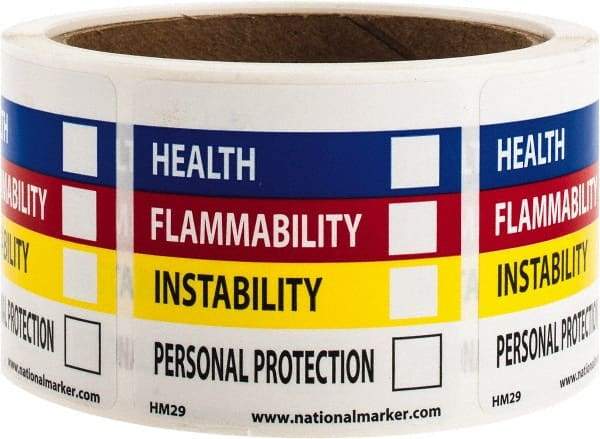 NMC - "Health - Flammability - Instability - Personal Protection", 2" Long x 2" Wide, Paper Safety Sign - Square, Use for Hazardous Materials - Americas Industrial Supply